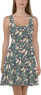 Produktbild von Mr. & Mrs. Panda Sommerkleid Otterliebe Design XXXL - Weiß - Geschenk, Maritim, Minikleid, Strandkleid, Swingkleid, Urlaubskleid, Muscheln, Otter, Meer, Aquarell, Kleid
