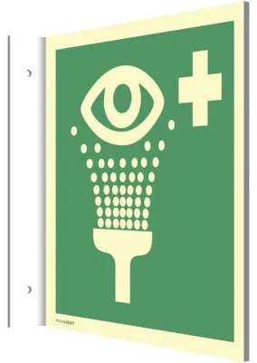 Produktbild von Dreifke® Fahnenschild Augenspüleinrichtung,ISO 7010,Kunststoff,nachl.,160-mcd...