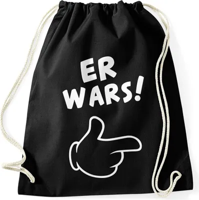 Produktbild von Turnbeutel Er wars Spruch Comic Hand Moonworks® schwarz unisize