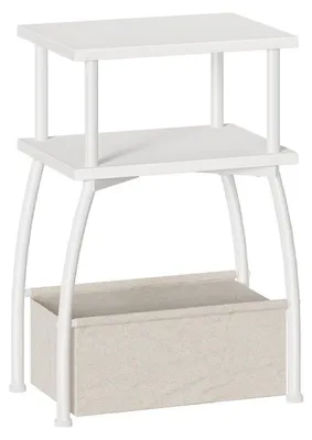 Produktbild von Beistelltisch Nachttisch mit Wäschekorb Weiß Beige