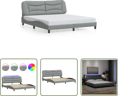 Produktbild von The Living Store Bettgestell mit LED Hellgrau 180x200 cm Stoff