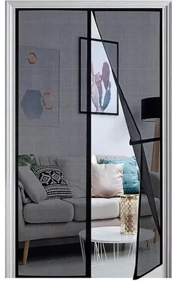 Zdjęcie produktu dla Moskitiera do drzwi balkonowych, magnetyczna, 90x220 cm, czarna, montaż bez wiercenia, wzmocniona