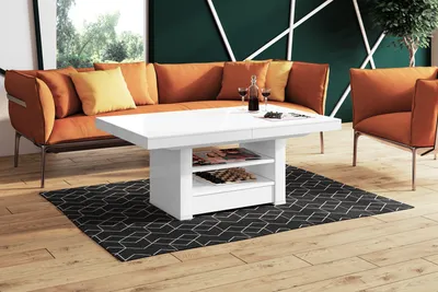 Produktbild von Design Couchtisch Tisch HLM-111 Hochglanz Schublade höhenverstellbar ausziehbar