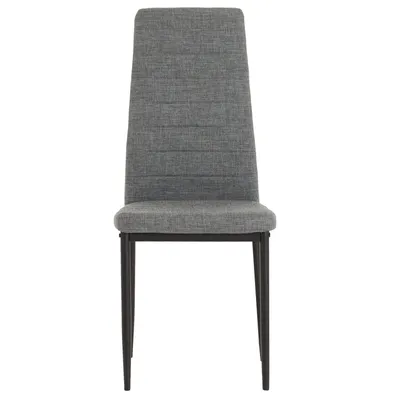 Produktbild von Esszimmerstühle NATHALIE 4er Set, Grau/Schwarz - Polsterstühle mit hoher Rückenlehne, horizontale Steppung, strukturierter Stoffbezug, schwarzes Metallgestell, ideal für Esszimmer