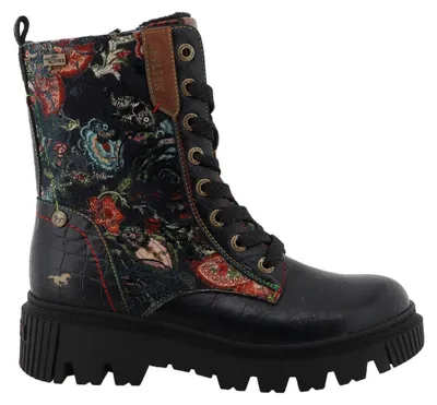 Produktbild von Mustang Damen Stiefelette Kurzstiefel schwarz-blumenprint 41