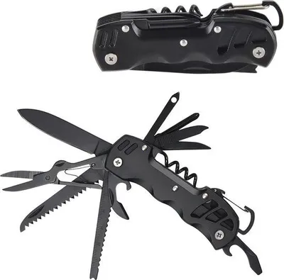 Productafbeelding van Multitool Pocket Knife 12 in 1 - Opvouwbare Multifunctionele Gereedschap met Opener, Mes, Schroevendraaier, Vijl, Zaag, Tang - 2Cr13 Roe