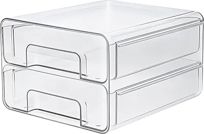 Produktbild von 1 Stück Kühlschrank Organizer Schublade - Doppelschicht Stapelbare Aufschnittboxen für Kühlschrank, Küchen und Schränke - Transparenter Fridge Organiz