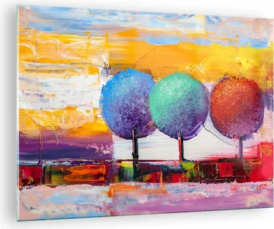 Produktbild von Bilder auf glas - Bäume Wiese Sommer - 70x50cm - Glasbilder - Wandbilder - Kunstdruck - zum Aufhängen bereit - Wanddekoration aus Glas - Glas Bilder - Wandbild auf Glas - Einteilig - GAA70x50-4110