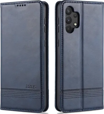 Image de Etui Samsung A32 4G, portefeuille avec fermeture magnétique et support, étui en cuir pour Samsung Galaxy A32 4G bleu