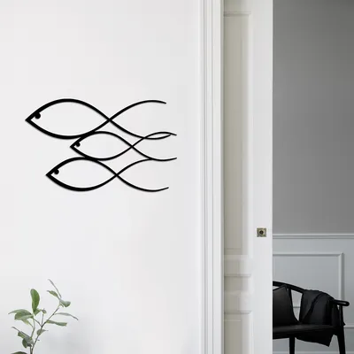 Produktbild von Wallity, Fish - Black, Wanddeko, Schwarz, Metall, 50 x 30 cm