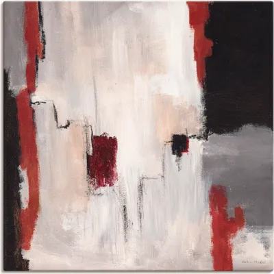 Produktbild von ARTland Leinwandbild Rot an Grau I - Abstrakt Größe: 50x50 cm