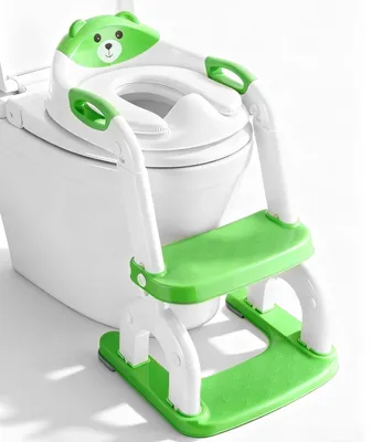 Obrázek produktu pro Omgoods – Dětské sedátko na toaletu se schůdky – Nastavitelné – Skládací – Protiskluzové – Polstrované sedátko – 2 v 1: toaletní trénink