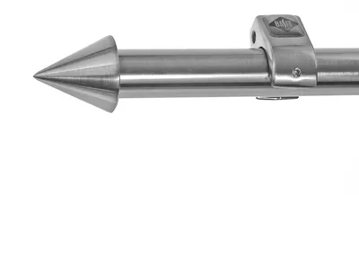 Produktbild von Edelstahl Look Gardinenstange 20mm Wandträger 1-läufig Spitze, Länge wählbar D50 E31 R