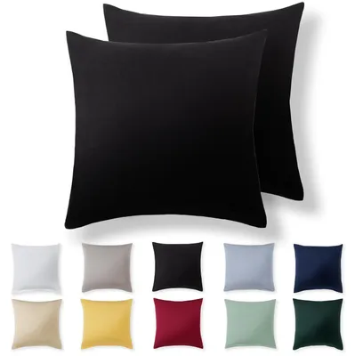Obrázek produktu pro Sada povlaků na polštáře 2 ks - 80 x 80 cm - Černá - 100% Jersey bavlna