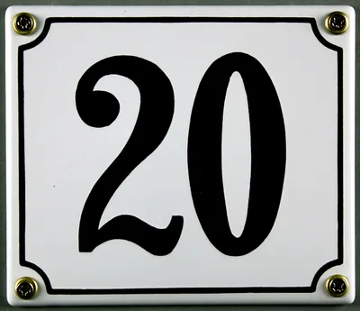 Produktbild von Hausnummernschild 20 weiß 12x14 cm Schild Emaille Hausnummer Haus Nummer Zahl Ziffe