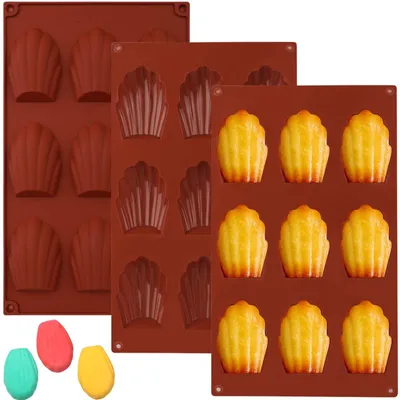 Image de Lot de 3 moules en silicone pour madeleines