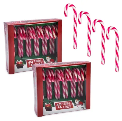 Produktbild von 1.09 24x Zuckerstangen essbar (2x 12 Stück) - Geschmack: Erdbeere