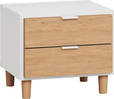 Produktbild von Nachtkommode Arbolita 42, Farbe: Weiß / Eiche - Abmessungen: 40 x 45 x 40 cm (H x B x T)