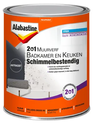 Productafbeelding van Muurverf Bad En Keuken 2In1 Antr 1L Alabastine