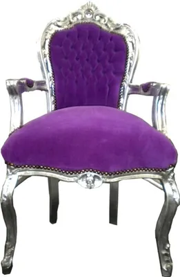 Produktbild von Casa Padrino Barock Esszimmer Stuhl Lila / Silber mit Armlehnen - Möbel Barock