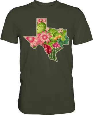 Produktbild von Texas Sukkulenten Kakteen Pflanzen Kaktus T-Shirt – Urban Khaki / M