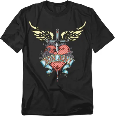Image de Bon Jovi - T-shirt Homme/Femme Unie TV20701 (5XL) (Noir)