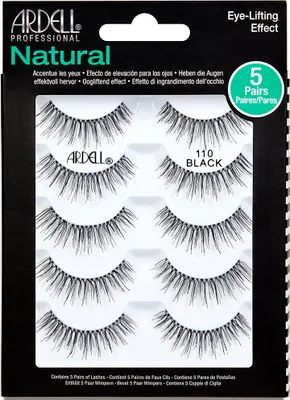 Obrázok produktu pre ARDELL 5 Pack Natural 110, Black, originál - riasy z ľudských vlasov, čierne, čierne (bez lepidla na riasy) ultraľahké, flexibilné a opakovane použiteľné