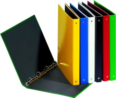 Produktbild von Ringbuch A4 25mm 4 Ringe sortiert Packung mit 12 Stück