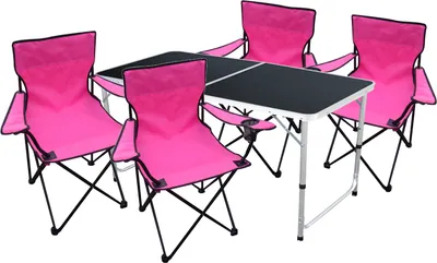 Produktbild von 5-teiliges Campingmöbel Set Schwarz - Pink