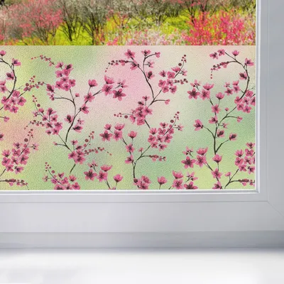 Produktbild von Fensterbordüre 20x150 cm | Statische Fensterfolie ohne Kleber für einfache Montage | Fensterbilder für Glasflächen | Wiederverwendbare Fensterdekoration | Blumenmuster