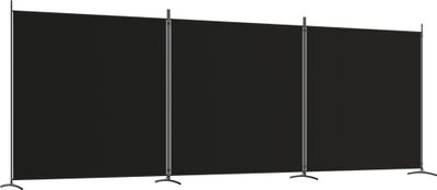 vidaXL 3-częściowy parawan składany czarny 525x180 cm tkanina