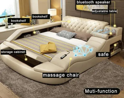 Immagine prodotto di Letto multifunzionale Letti in pelle dal design lussuoso Letto massaggiante con contenitore doppio per hotel