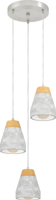 Produktbild von EGLO Pendellampe Tarega, 3 flammige Beton Hängeleuchte, Material: Stahl, Holz, Beton, Farbe: Grau, braun, Fassung: E27, Ø: 250 mm