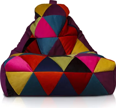 Produktbild von Ecopuf Keiko Patchwork, Pouf Sessel Bean Bag Sitzsack, Mikrofaser, Violett A46, M