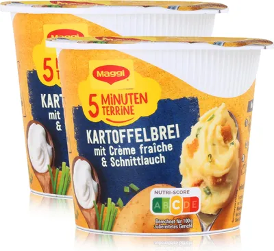 Produktbild von Maggi 5 Minuten Terrine Kartoffelbrei Créme fraiche Schnittlauch 53g (2er Pack)