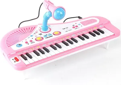 Zdjęcie produktu dla Keyboard dla dzieci 37 klawiszy z mikrofonem, 2 kolory dźwięku, 4 rytmy, podwójne zasilanie, zabawka muzyczna, różowy