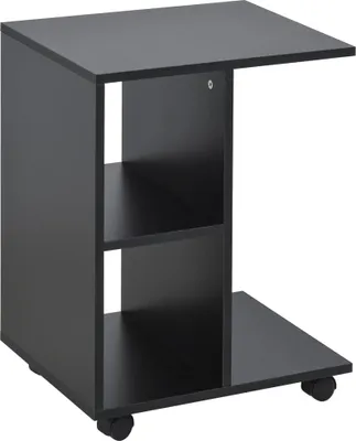 Obrázek produktu pro Konferenční stolek/noční stolek - Pojízdný stolek - S kolečky - 45x35x58 cm - Obývací pokoj - Moderní design - Černý