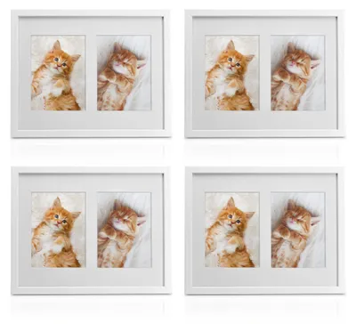 4er Set Holz-Fotorahmen 13x18 cm mit Passepartout