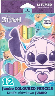 Zdjęcie produktu dla JUMBO Trójkątne Kredki Stitch Pastel – 12 kolorów dla młodych twórców!