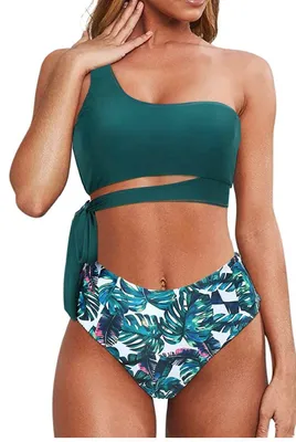 Produktbild von Damen-Bikini-Set mit hoher Taille, zweiteilig, im Retro-Design