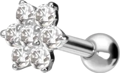 Produktbild von 14/18 Karat Gold Ohrpiercing MOISSANIT-BLUME