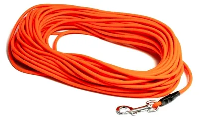 Produktbild von Biothane Schleppleine rund 6mm mit Standard Karabiner Neonorange 20m