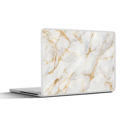 Produktbild von MuchoWow® Laptop Aufkleber Sticker Cover Marmor - Weiß - Gold - Abstrakt 36.5x27.5 cm - Laptop-Sticker