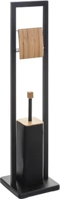 Image de 5 Five Simply Smart Toiletbutler Natureo, Porte-rouleau de papier toilette avec brosse, métal, bambou, noir, 160926B