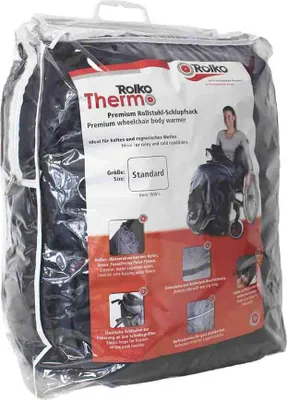 Product packaging for a wheelchair body warmer.