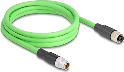 Produktbild von Delock M12 Kabel X-kodiert 8 Pin Stecker zu Buchse PUR (TPU) 2 m