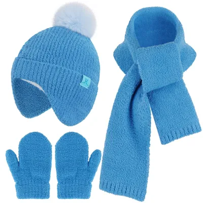 Produktbild von Warmer Winterset für Kinder mit Mütze, Schal und Handschuhen