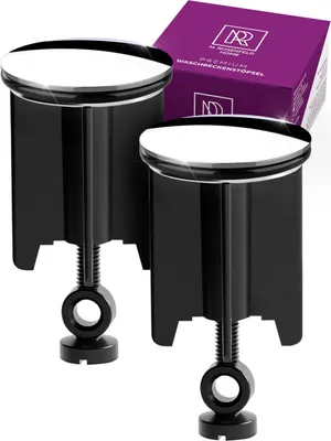 Produktbild von Universal Waschbeckenstöpsel 40 mm Chrom – Abflussstopfen aus Messing mit Gummi – Excenterstopfen höhenverstellbar – Rostfrei & Dicht – Für Waschbecken, Bad & Bidet – 2 Stück