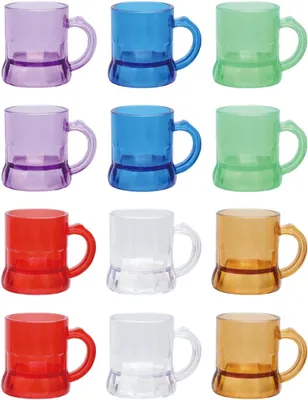 Imagen del producto de Vasos de plástico, de 30 ml, 12 unidades, de colores variados, ideales para fiestas