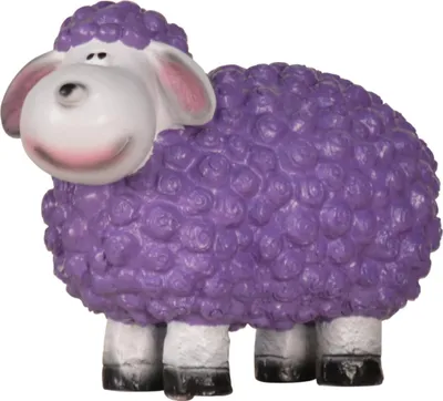 Produktbild von Dekofigur Originelle Gartenfigur Schaf lila als wetterfeste Beetdekoration knuffige, handbemalte Tierfigur für innen & außen